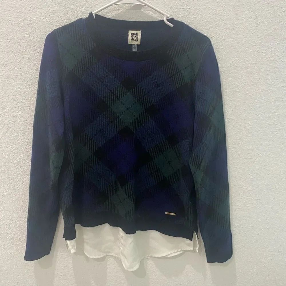Anne Klein Plaid Sweater Size Small